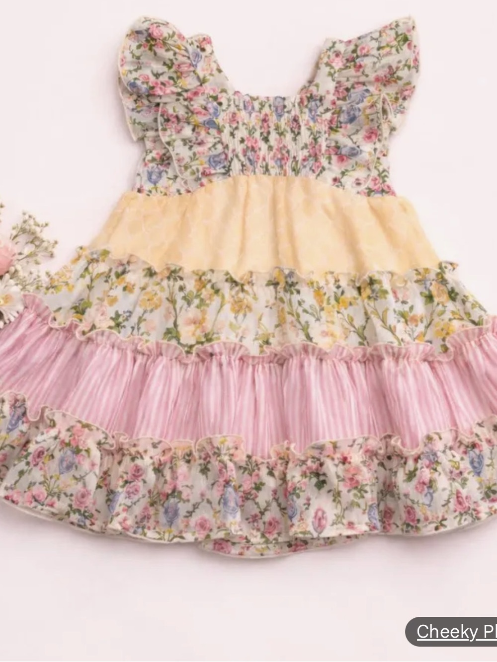 CHEEKY PLUM BRIELLE BUTTERCUP DRESS in Pastel Yellow & Pink 4T